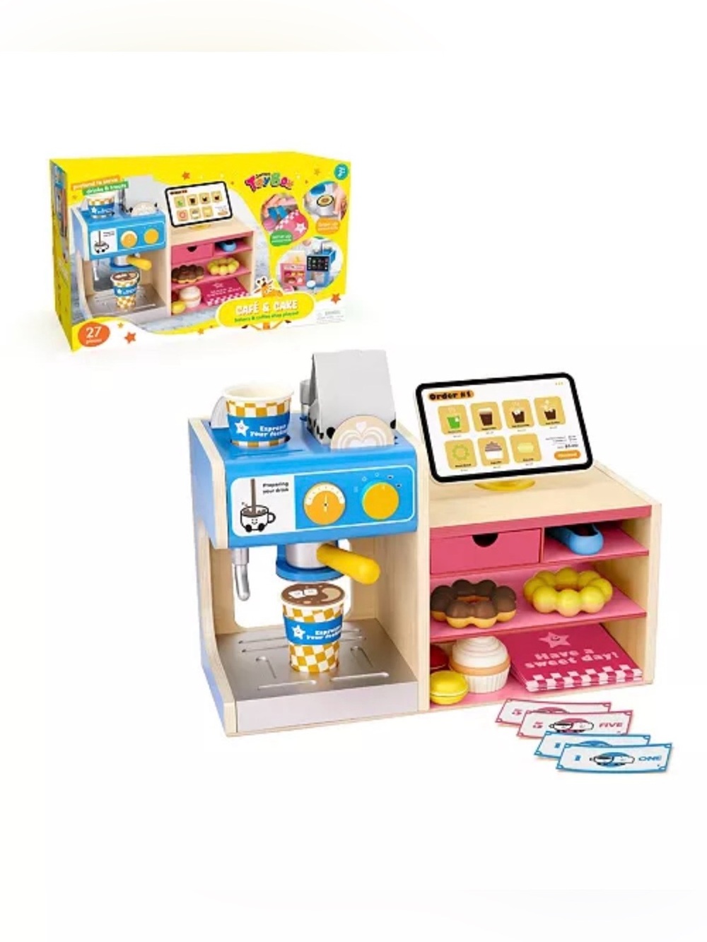 Geoffrey's Toy Box Cafe Cake Bakery Coffee Shop Playset New